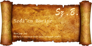 Szűcs Borisz névjegykártya