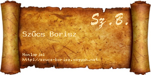 Szűcs Borisz névjegykártya